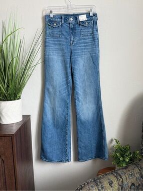J.Crew High Rise Flare Jeans Size 27 Medium Wash Semi Stretch NWT